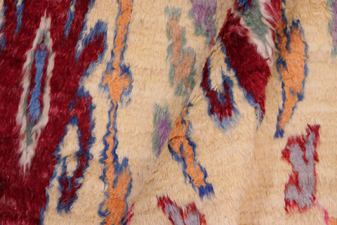 handmade Geometric Moroccan Lt. Gold Red Hand Knotted RECTANGLE 100% WOOL area rug 5' x 7'