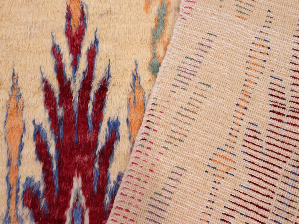 handmade Modern Moroccan Lt. Gold Red Hand Knotted RECTANGLE 100% WOOL area rug 5x7