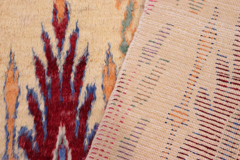 handmade Geometric Moroccan Lt. Gold Red Hand Knotted RECTANGLE 100% WOOL area rug 5' x 7'