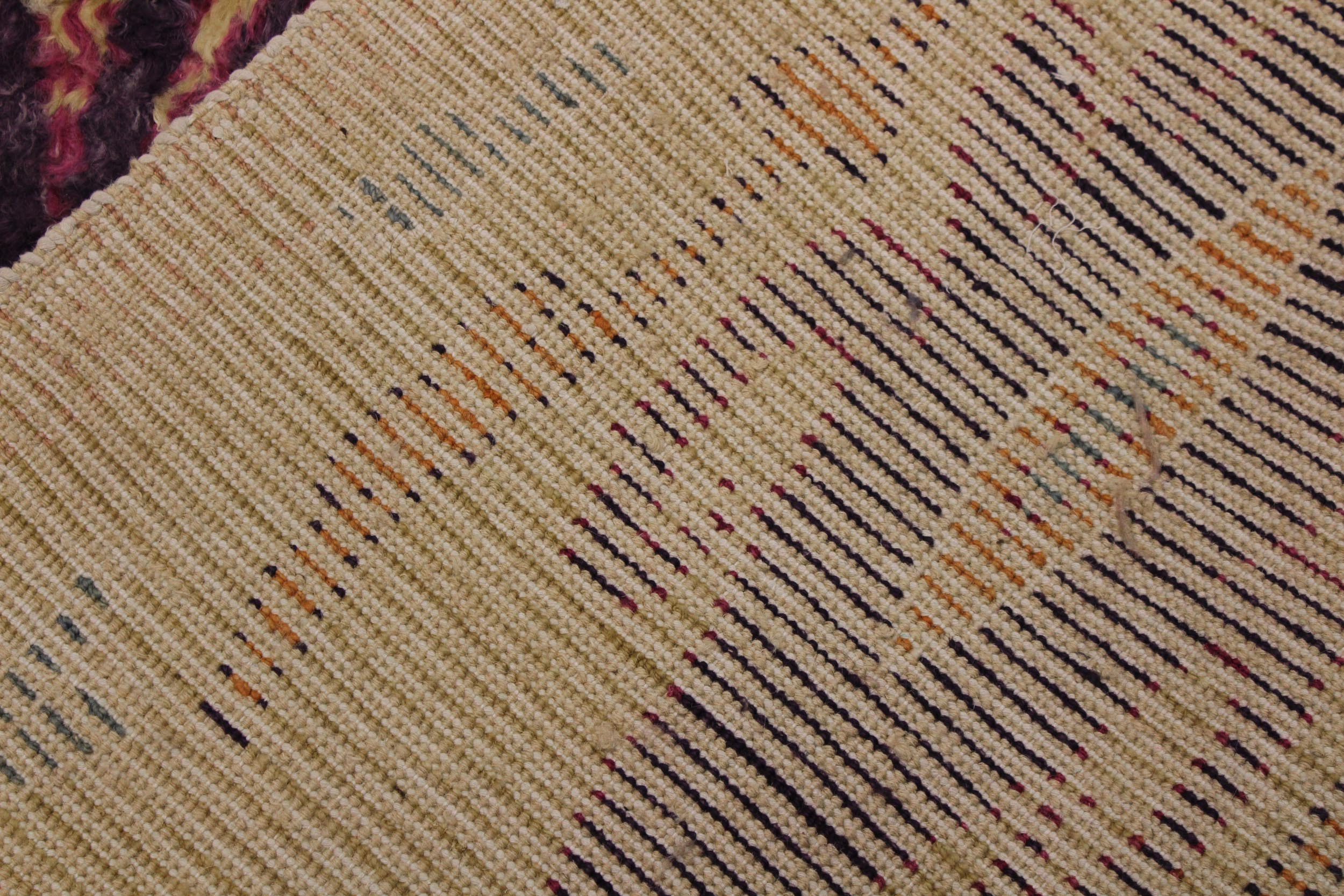 handmade Geometric Moroccan Lt. Gold Purple Hand Knotted RECTANGLE 100% WOOL area rug 5' x 8'