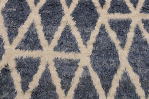 handmade Geometric Moroccan Grey Ivory Hand Knotted RECTANGLE 100% WOOL area rug 5' x 8'