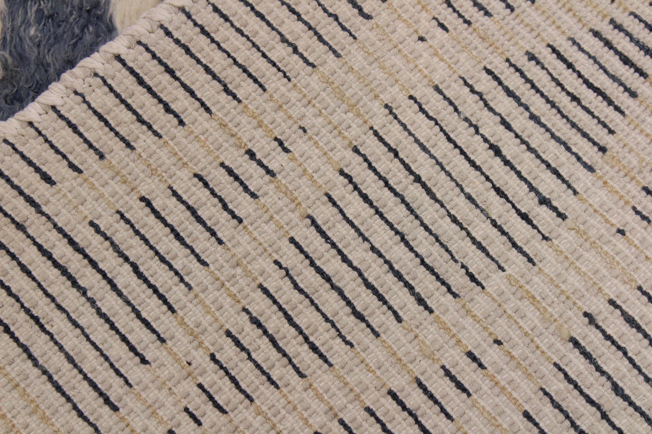 handmade Geometric Moroccan Grey Ivory Hand Knotted RECTANGLE 100% WOOL area rug 5' x 8'