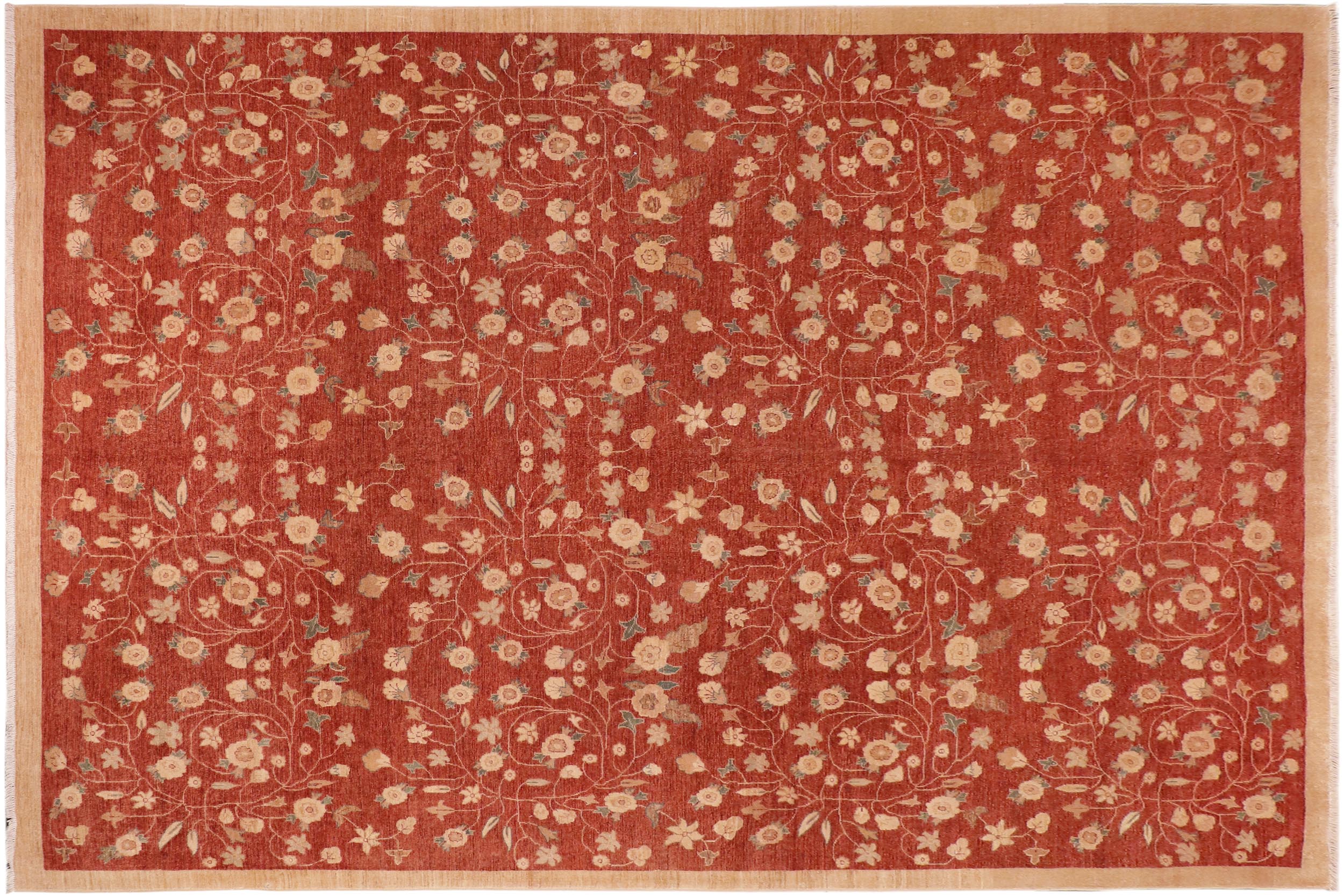 handmade Modern Kafkaz Red Tan Hand Knotted RECTANGLE 100% WOOL area rug 10' x 13'