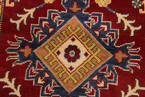 handmade Geometric Kazak Red Ivory Hand Knotted RUNNER 100% WOOL area rug 2x10