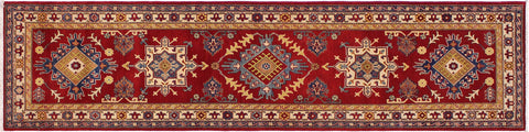 handmade Geometric Kazak Red Ivory Hand Knotted RUNNER 100% WOOL area rug 2x10