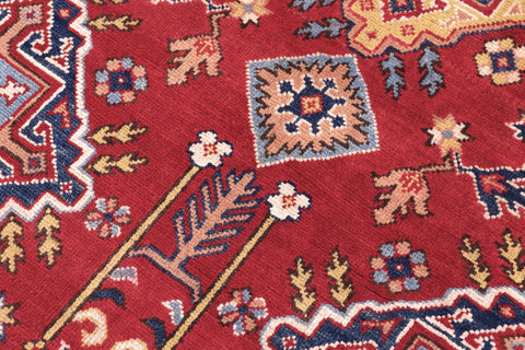 handmade Geometric Kazak Red Beige Hand Knotted RECTANGLE 100% WOOL area rug 6'X8'