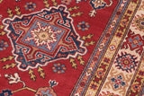 handmade Geometric Kazak Red Beige Hand Knotted RECTANGLE 100% WOOL area rug 6' x 8'