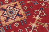 handmade Geometric Kazak Red Beige Hand Knotted RECTANGLE 100% WOOL area rug 6' x 8'