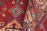 handmade Geometric Kazak Red Beige Hand Knotted RECTANGLE 100% WOOL area rug 6' x 8'