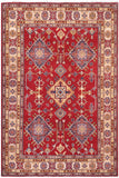 Southwestern Kazak Strain Red/Beige Wool Rug - 5'8'' x 7'9''
