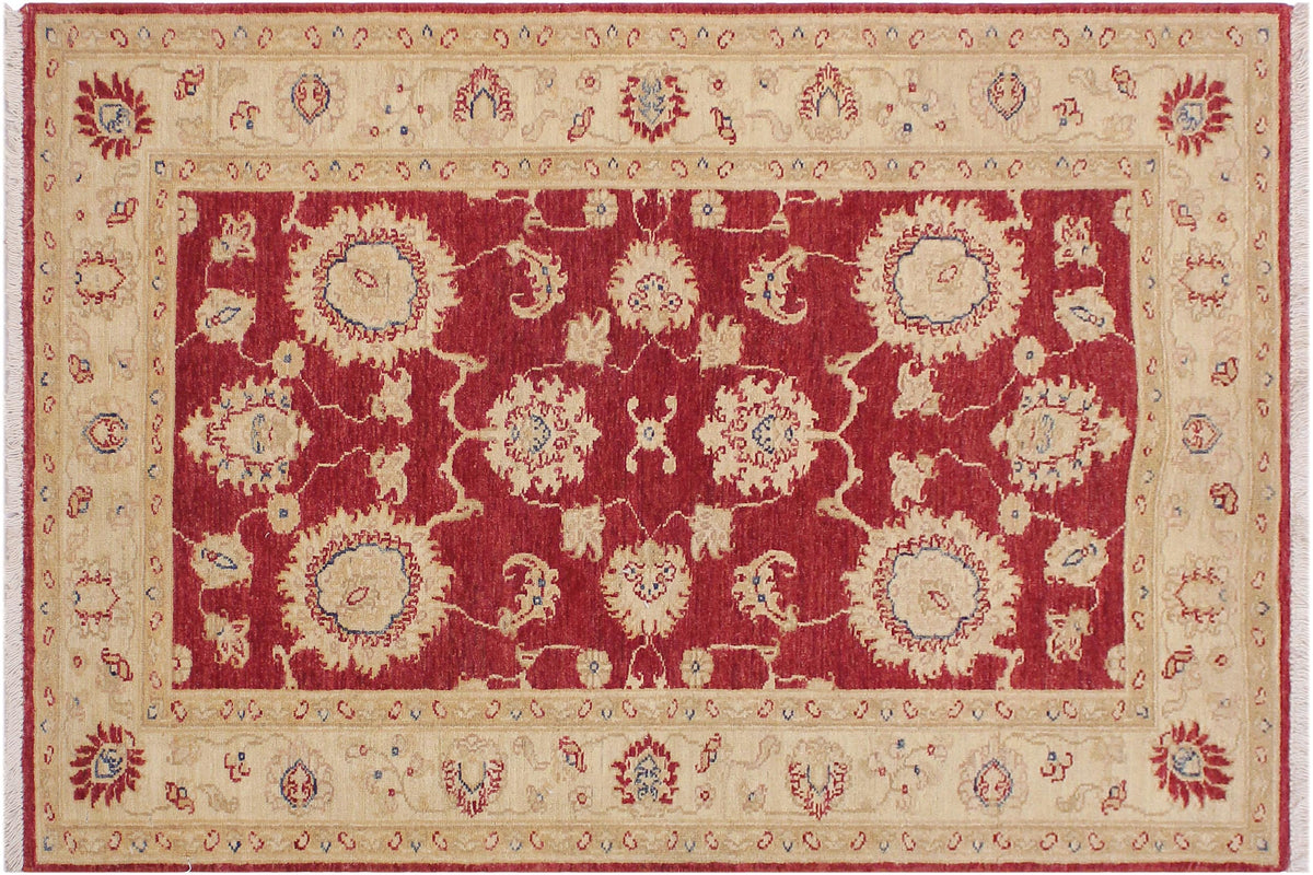 handmade Traditional Kafkaz Red Ivory Hand Knotted RECTANGLE 100% WOOL area rug 3x5