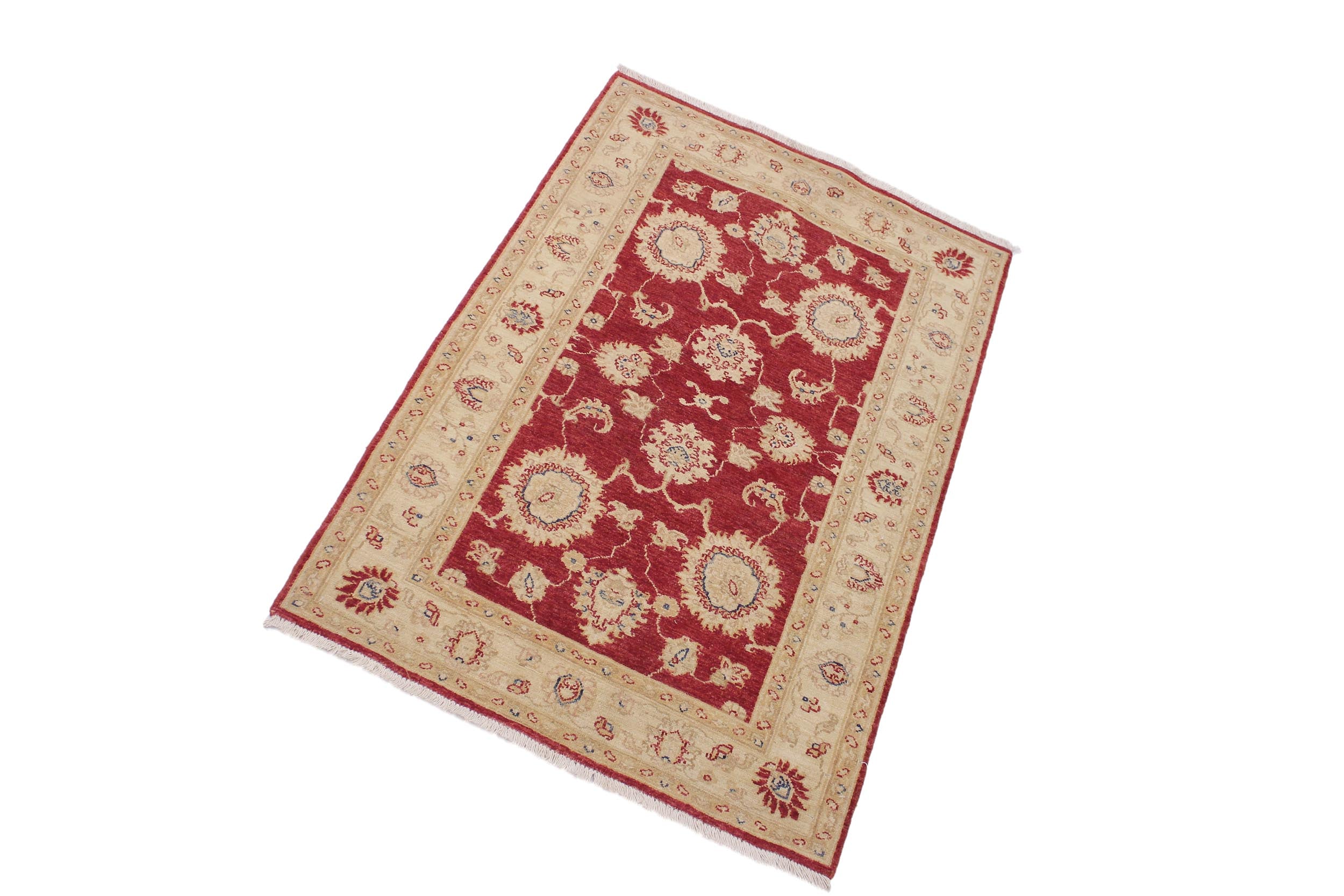 handmade Traditional Kafkaz Red Ivory Hand Knotted RECTANGLE 100% WOOL area rug 3x5