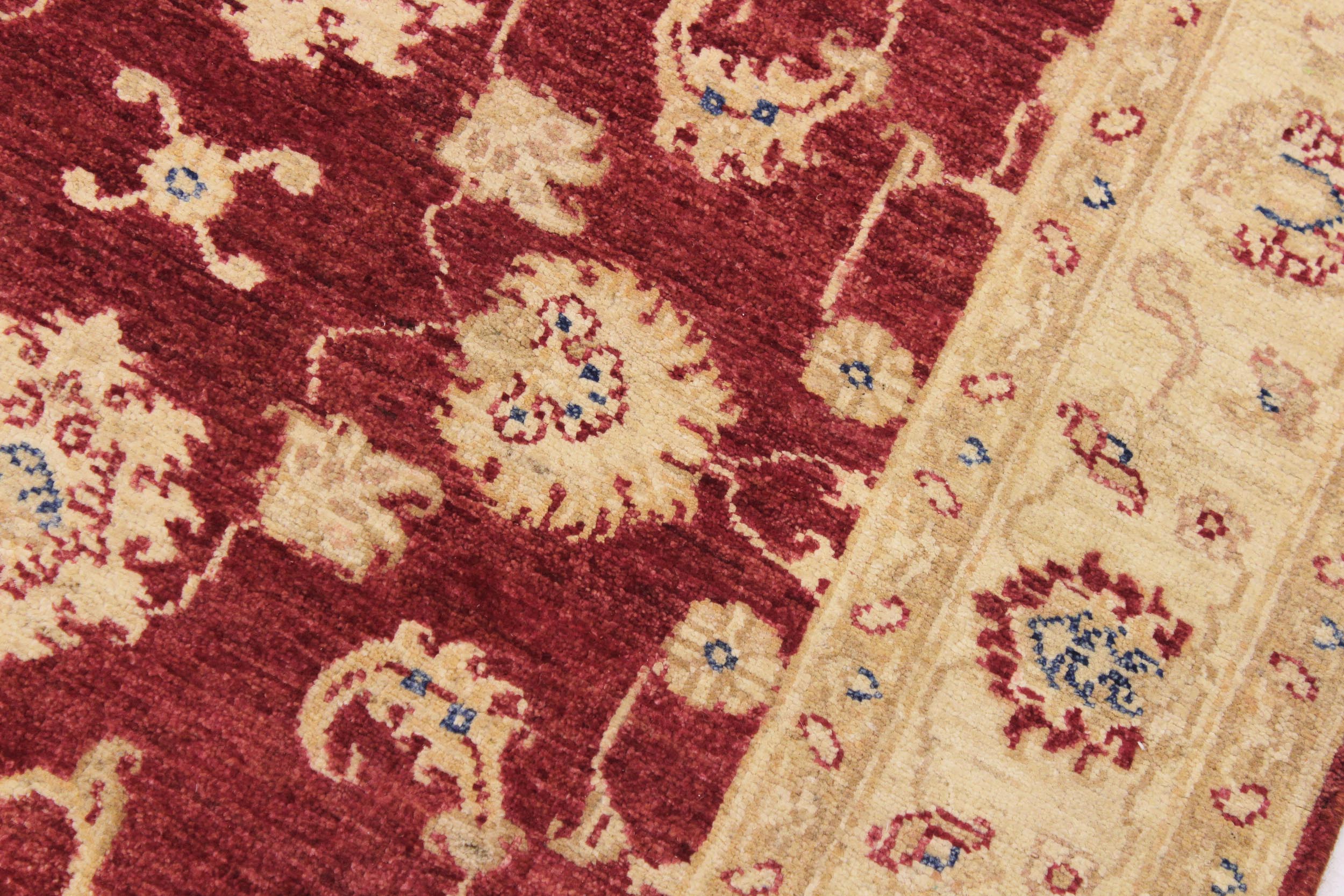 handmade Traditional Kafkaz Red Ivory Hand Knotted RECTANGLE 100% WOOL area rug 3x5