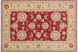 Eclectic Ziegler Strange Red/Ivory Hand-Knotted Wool Rug - 3'0'' x 4'8''