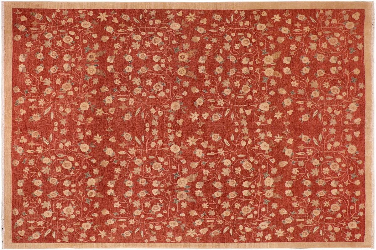 handmade Modern Kafkaz Red Tan Hand Knotted RECTANGLE 100% WOOL area rug 10' x 13'