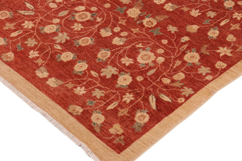 handmade Modern Kafkaz Red Tan Hand Knotted RECTANGLE 100% WOOL area rug 10' x 13'