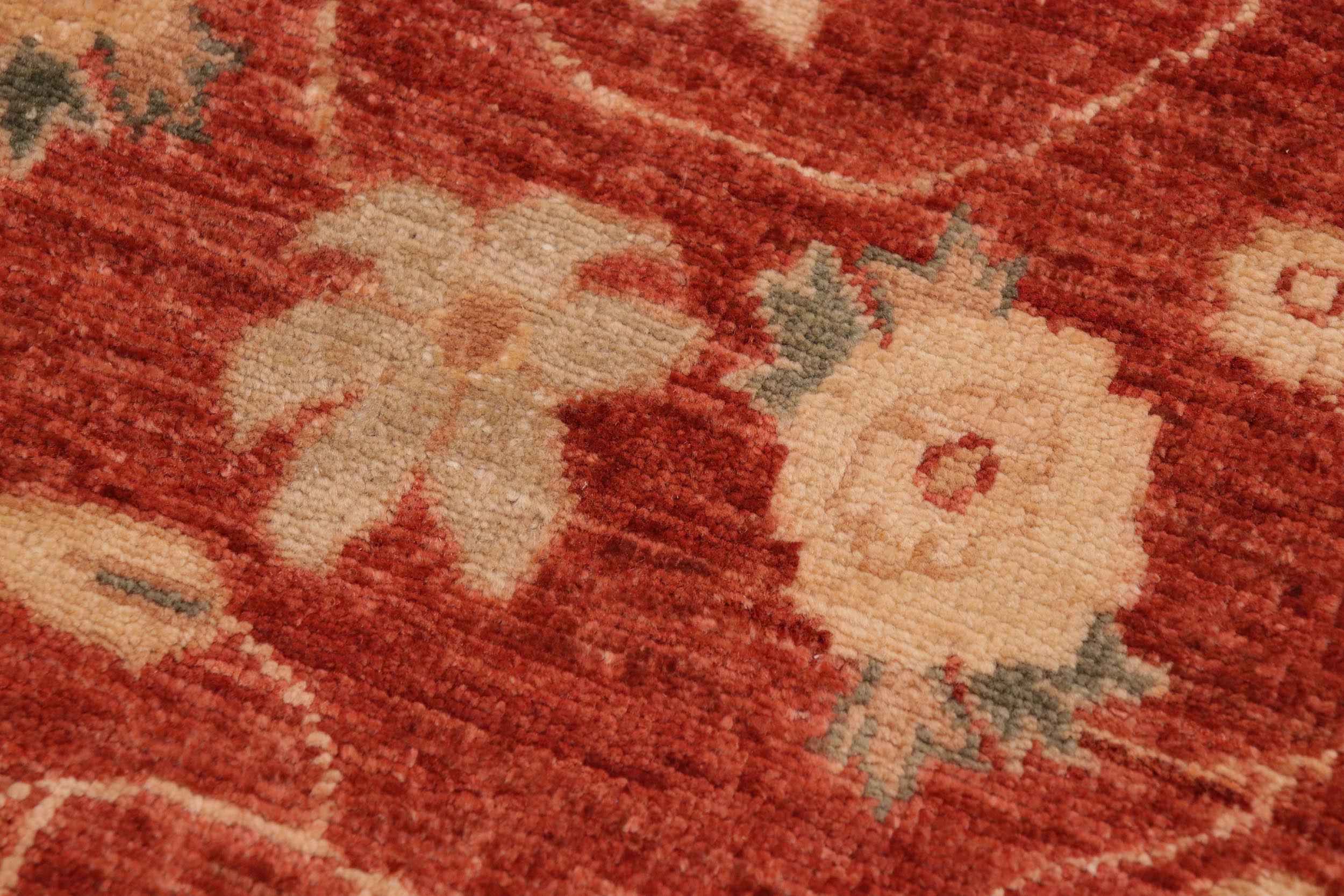 handmade Modern Kafkaz Red Tan Hand Knotted RECTANGLE 100% WOOL area rug 10' x 13'