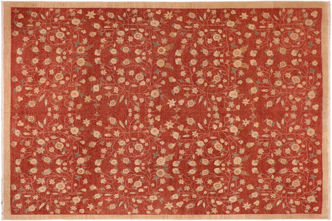handmade Modern Kafkaz Red Tan Hand Knotted RECTANGLE 100% WOOL area rug 10' x 13'