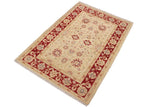 handmade Traditional Kafkaz Ivory Red Hand Knotted RECTANGLE 100% WOOL area rug 3 x 5