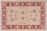 Classic Ziegler Stratton Ivory/Red Hand-Knotted Wool Rug - 3'4'' x 4'9''