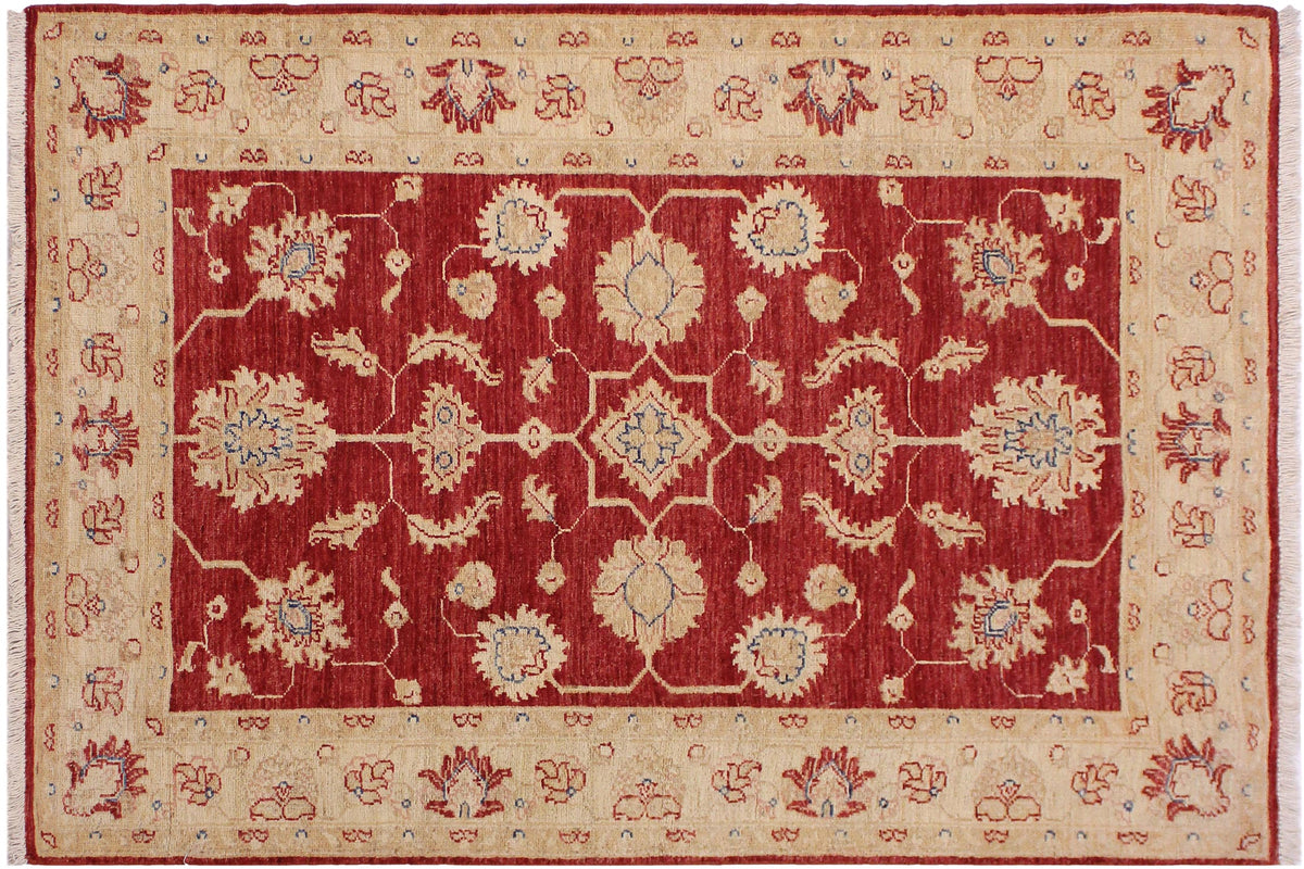 handmade Traditional Kafkaz Red Ivory Hand Knotted RECTANGLE 100% WOOL area rug 3x5