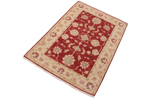 handmade Traditional Kafkaz Red Ivory Hand Knotted RECTANGLE 100% WOOL area rug 3x5