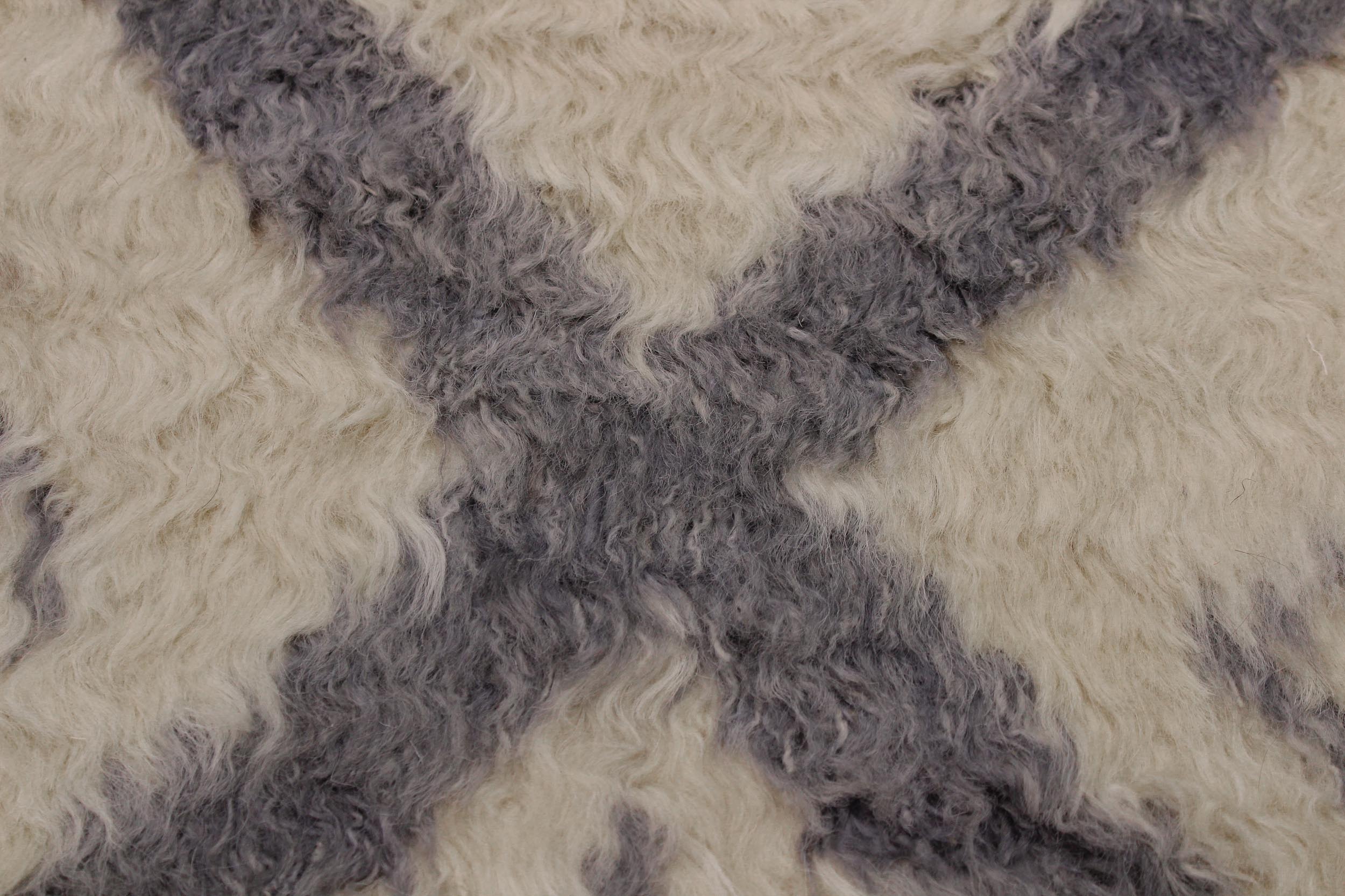 handmade Geometric Moroccan Ivory Grey Hand Knotted RECTANGLE 100% WOOL area rug 4' x 6'