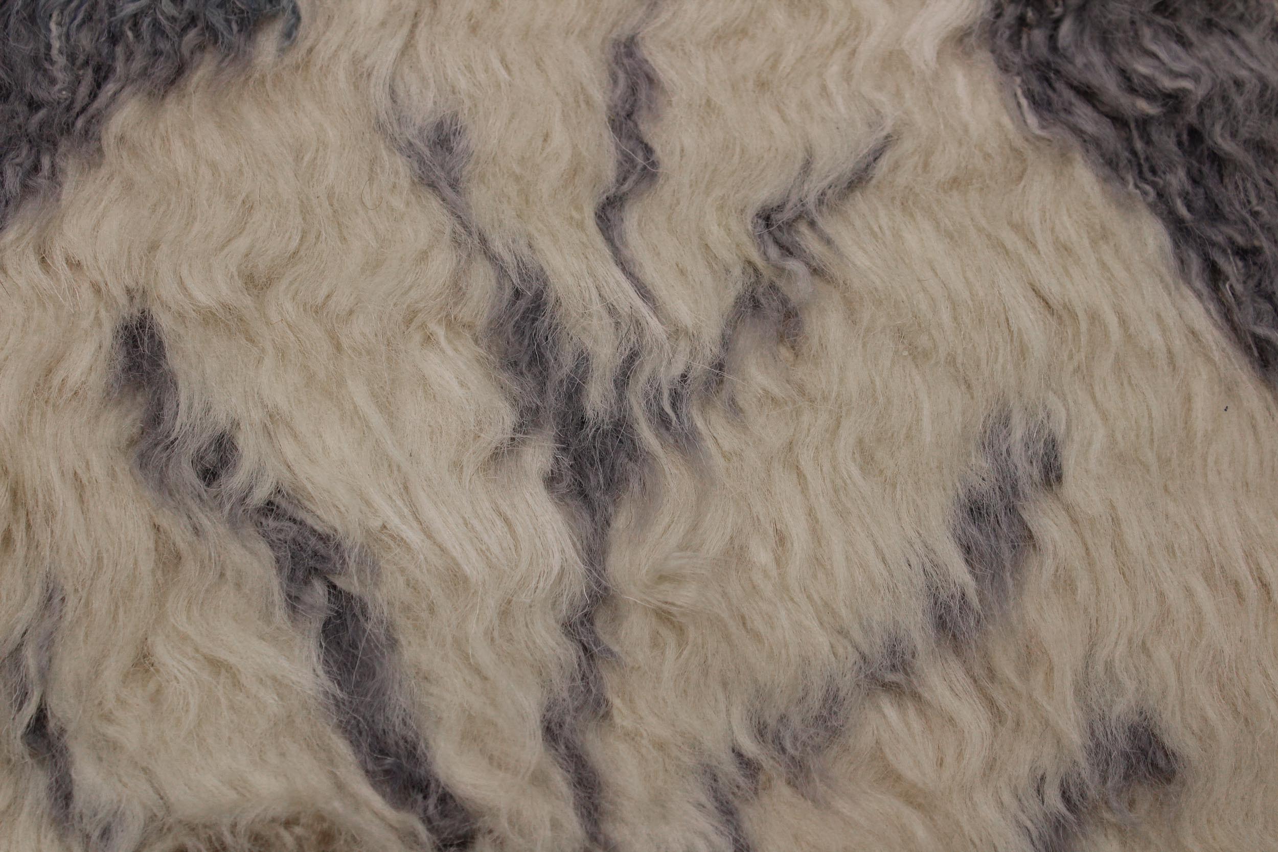 handmade Geometric Moroccan Ivory Grey Hand Knotted RECTANGLE 100% WOOL area rug 4' x 6'