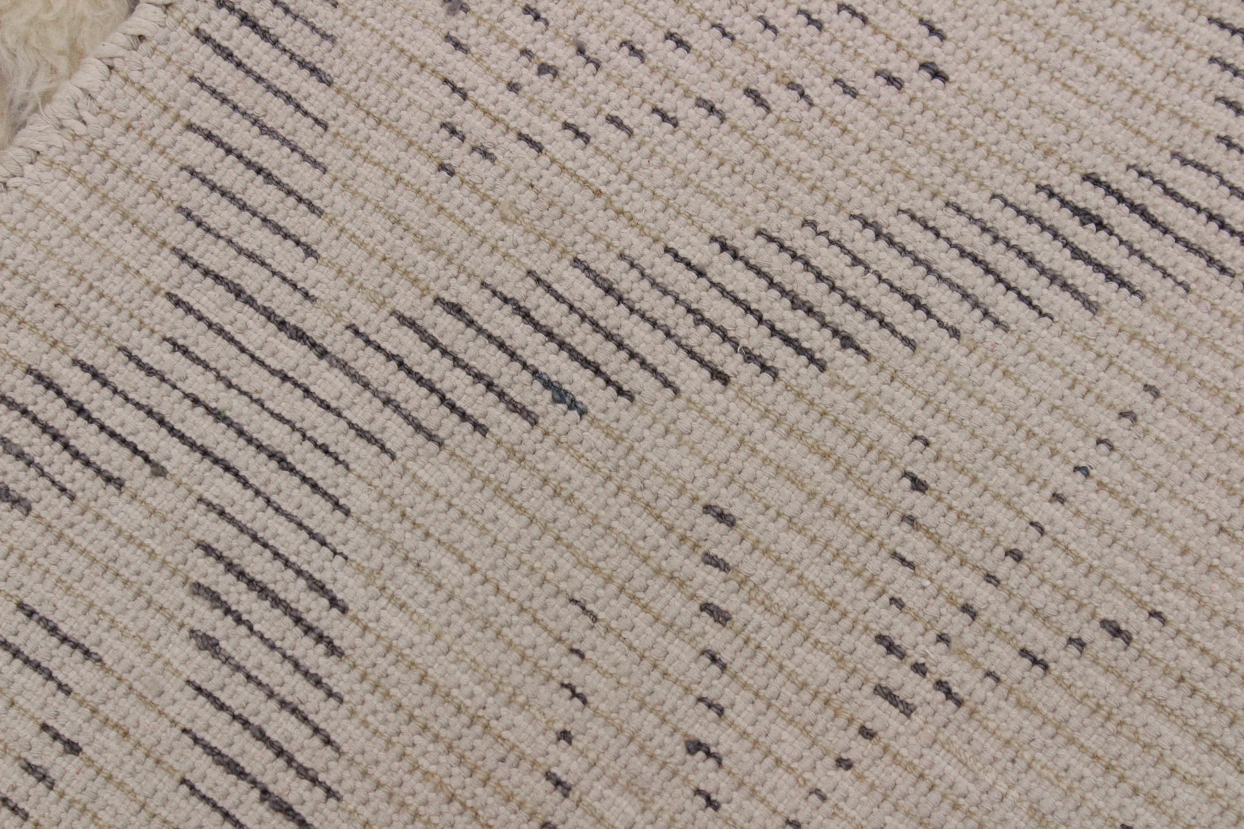 handmade Geometric Moroccan Ivory Grey Hand Knotted RECTANGLE 100% WOOL area rug 4' x 6'