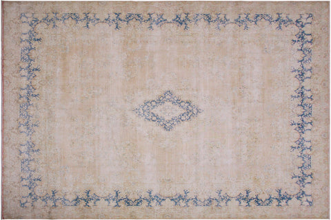 handmade Vintage Vintage Brown Blue Hand Knotted RECTANGLE 100% WOOL area rug 10' x 13'