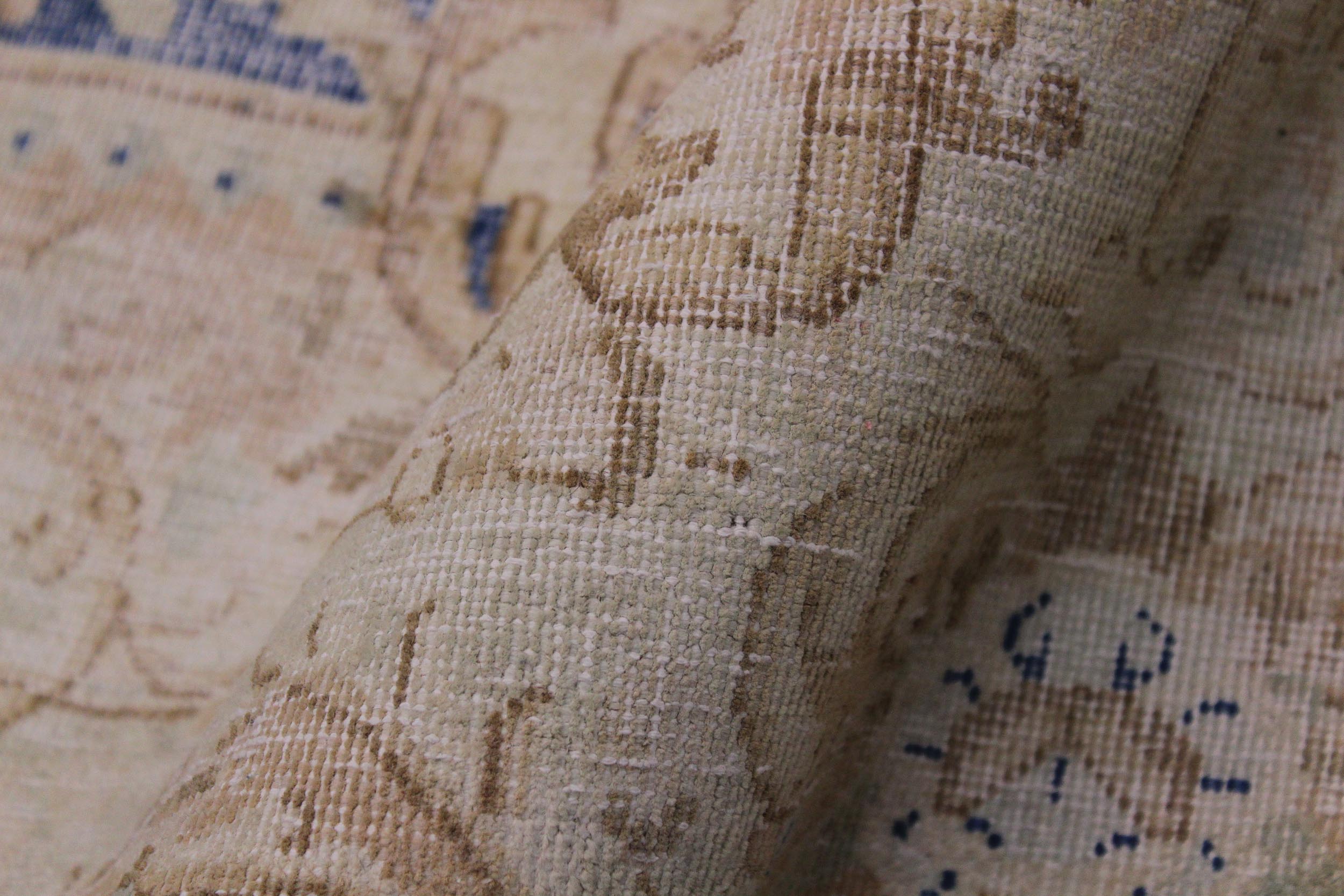 handmade Vintage Vintage Brown Blue Hand Knotted RECTANGLE 100% WOOL area rug 10' x 13'