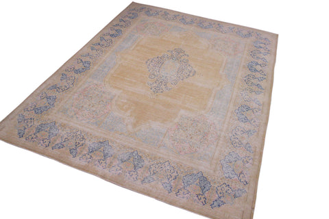 handmade Vintage Vintage Brown Blue Hand Knotted RECTANGLE 100% WOOL area rug 10' x 13'