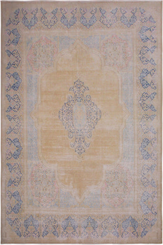 Vintage Distressed Persian Stull Brown/Blue Wool Rug - 9'8''X12'11''