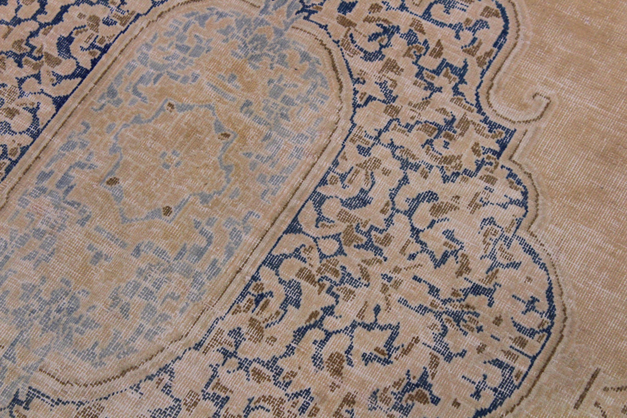 handmade Vintage Vintage Brown Blue Hand Knotted RECTANGLE 100% WOOL area rug 10' x 13'