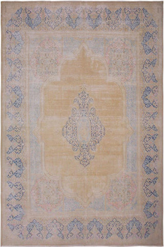 handmade Vintage Vintage Brown Blue Hand Knotted RECTANGLE 100% WOOL area rug 10x13