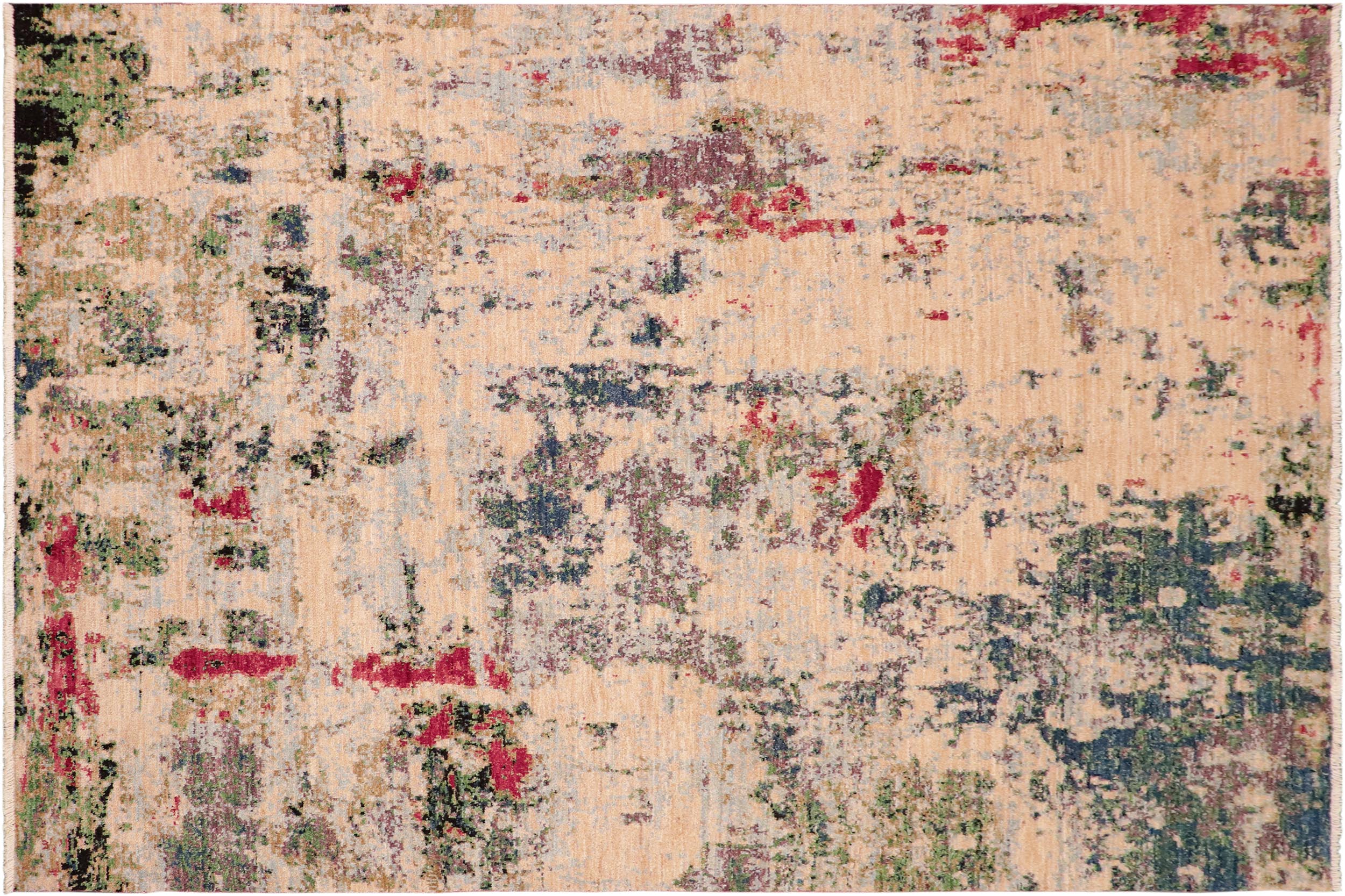 handmade Modern Kafkaz Beige Green Hand Knotted RECTANGLE 100% WOOL area rug 8' x 10'