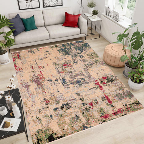 handmade Modern Kafkaz Beige Green Hand Knotted RECTANGLE 100% WOOL area rug 8' x 10'