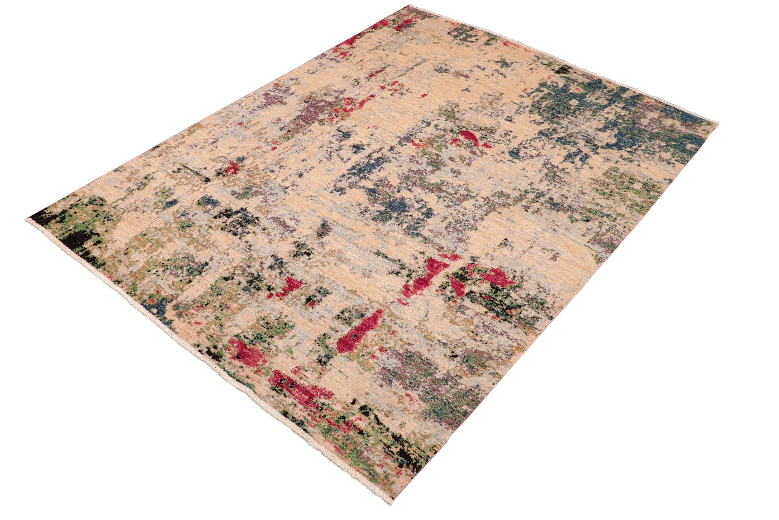 handmade Modern Kafkaz Beige Green Hand Knotted RECTANGLE 100% WOOL area rug 8' x 10'