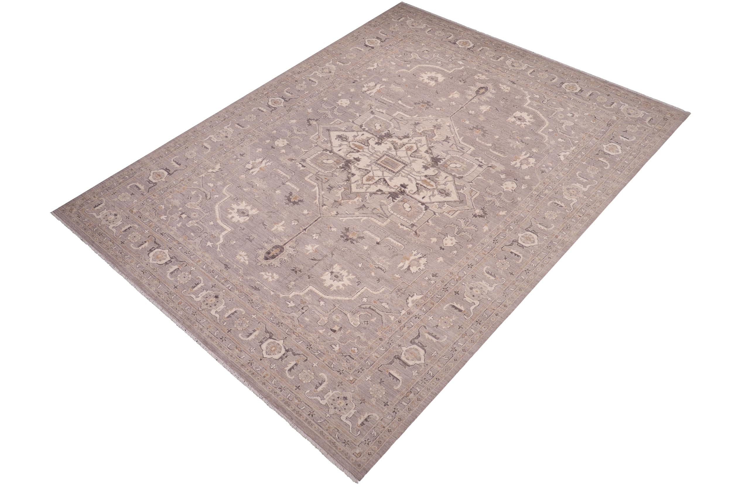 handmade Traditional Kafkaz Grey Ivory Hand Knotted RECTANGLE 100% WOOL area rug 10' x 14'
