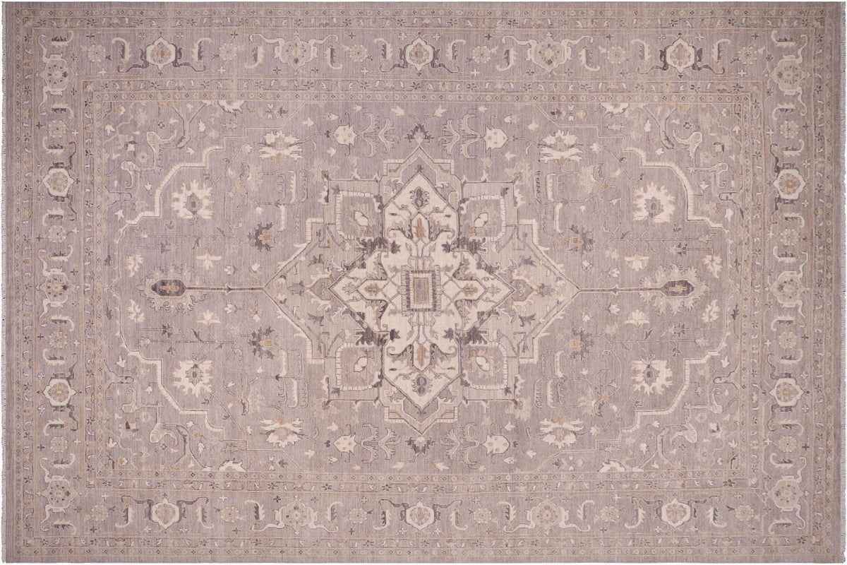 handmade Traditional Kafkaz Grey Ivory Hand Knotted RECTANGLE 100% WOOL area rug 10' x 14'