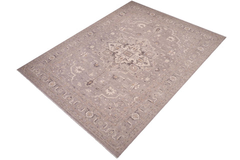 handmade Traditional Kafkaz Grey Ivory Hand Knotted RECTANGLE 100% WOOL area rug 10' x 14'