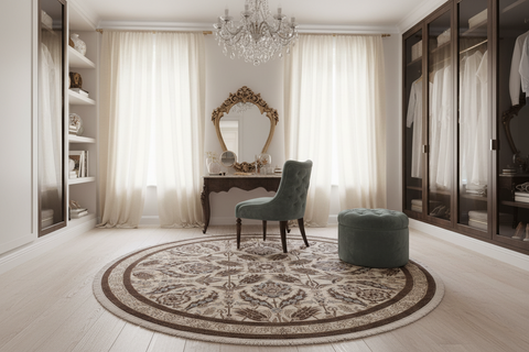 handmade Traditional Kafkaz Ivory Brown Hand Knotted ROUND 100% WOOL area rug 10' x 10'