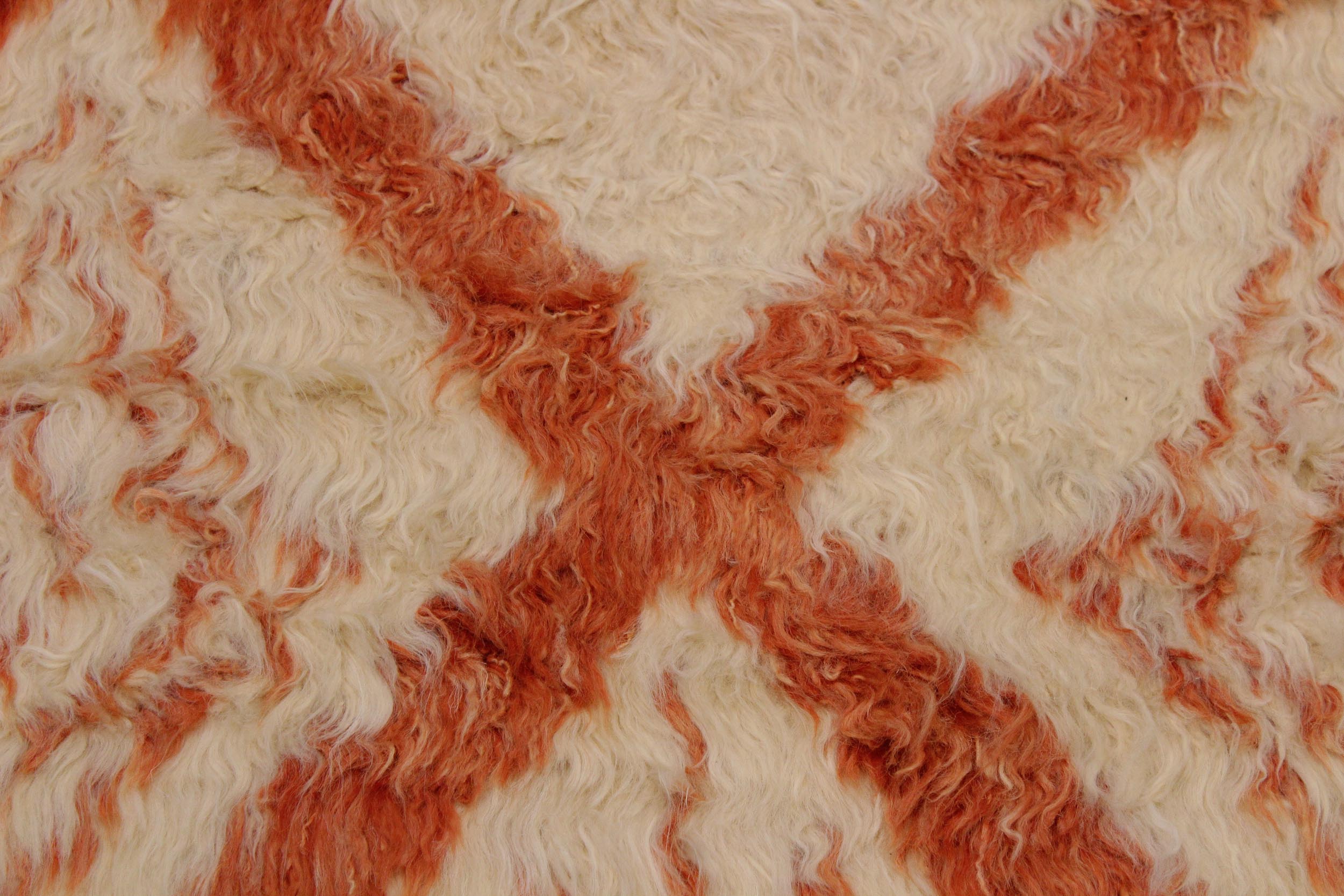 handmade Geometric Moroccan Ivory Rust Hand Knotted RECTANGLE 100% WOOL area rug 4' x 6'