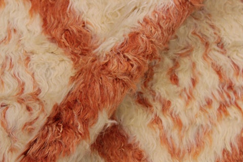 handmade Geometric Moroccan Ivory Rust Hand Knotted RECTANGLE 100% WOOL area rug 4' x 6'