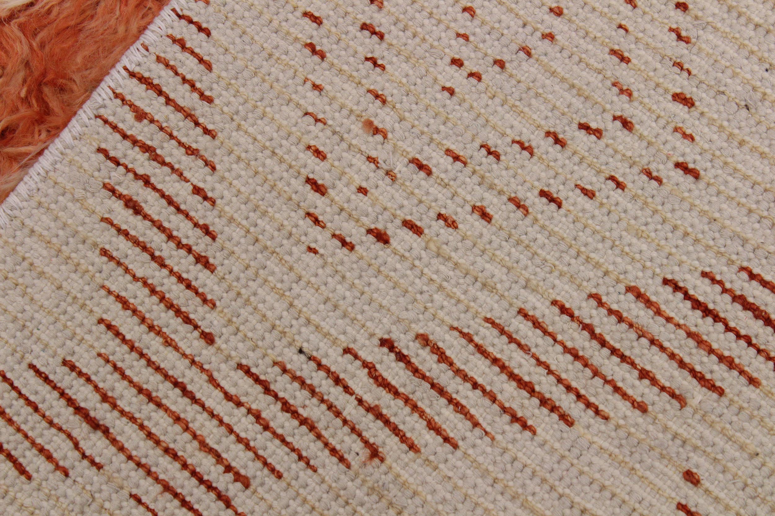 handmade Geometric Moroccan Ivory Rust Hand Knotted RECTANGLE 100% WOOL area rug 4' x 6'