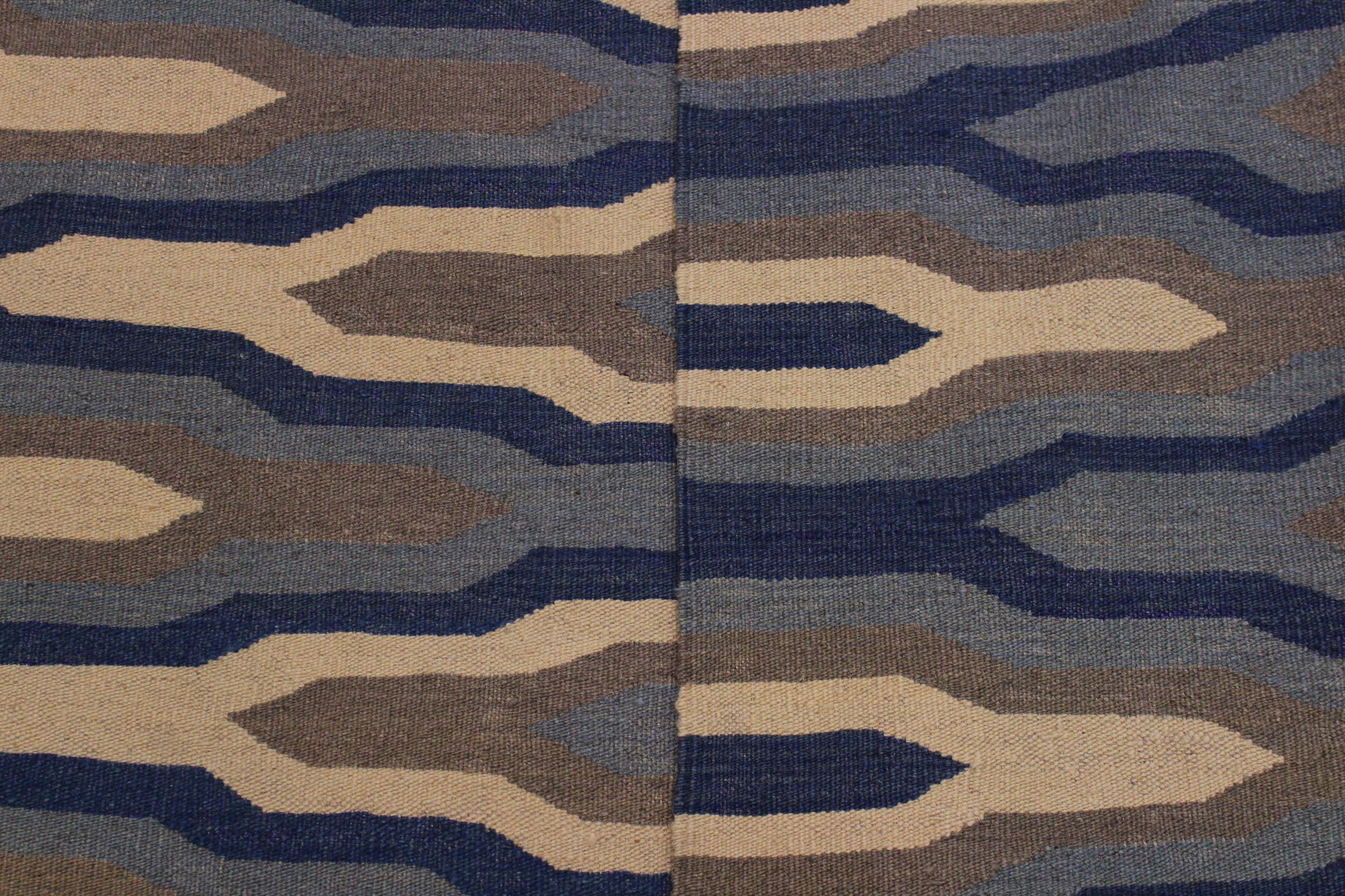 handmade Modern Kilim Ivory Grey Hand-Woven RECTANGLE 100% WOOL area rug 5x7