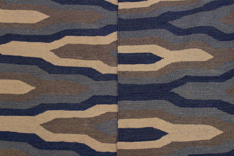 handmade Modern Kilim Ivory Grey Hand-Woven RECTANGLE 100% WOOL area rug 5x7