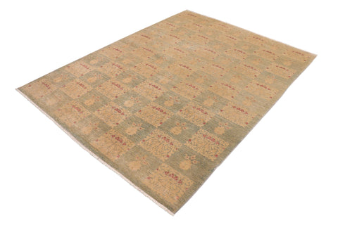 handmade Modern Kafkaz Blue Beige Hand Knotted RECTANGLE 100% WOOL area rug 10' x 13'