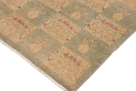 handmade Modern Kafkaz Blue Beige Hand Knotted RECTANGLE 100% WOOL area rug 10' x 13'