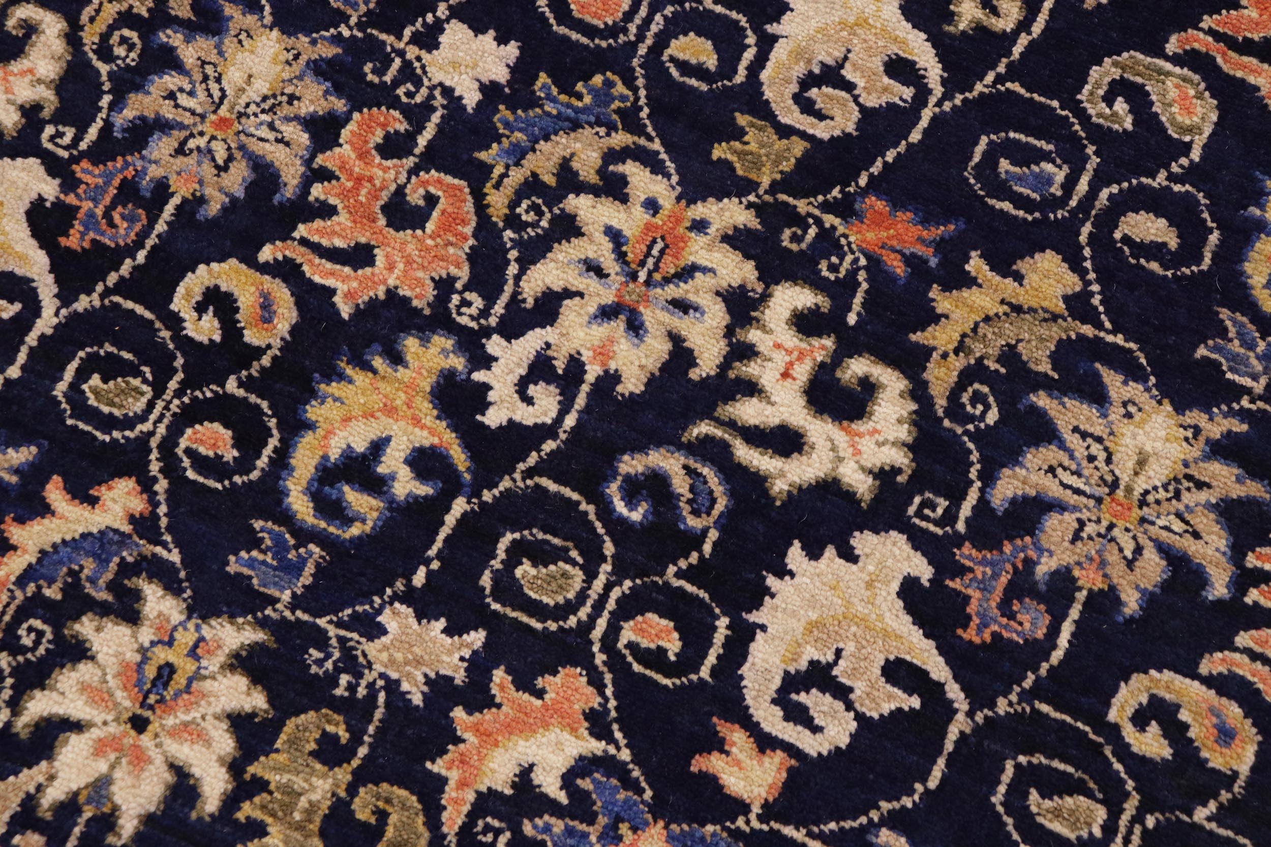 handmade Transitional Kafkaz Blue Gold Hand Knotted RECTANGLE 100% WOOL area rug 10' x 14'